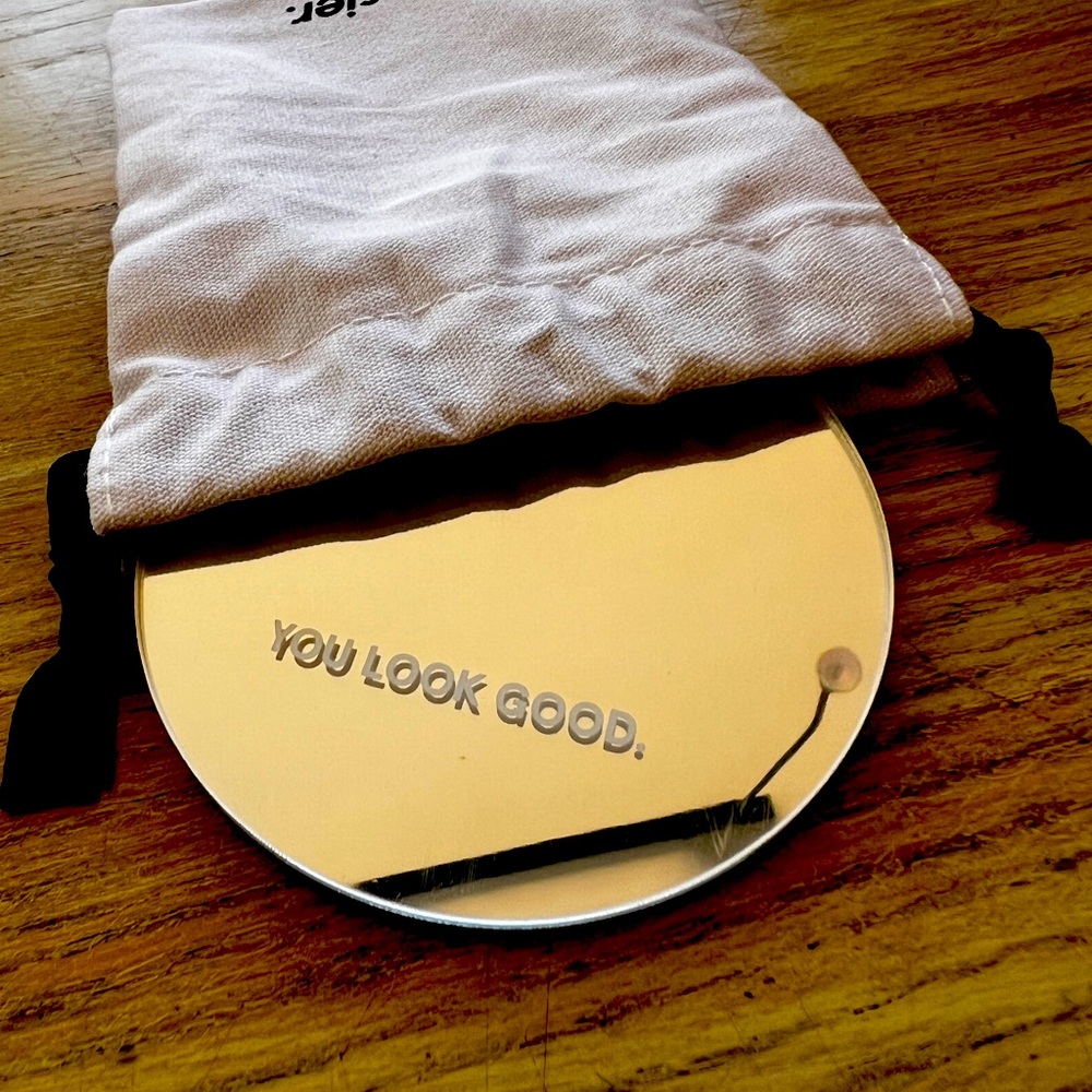 Glossier Compact Mirror with Pouch, 3” round